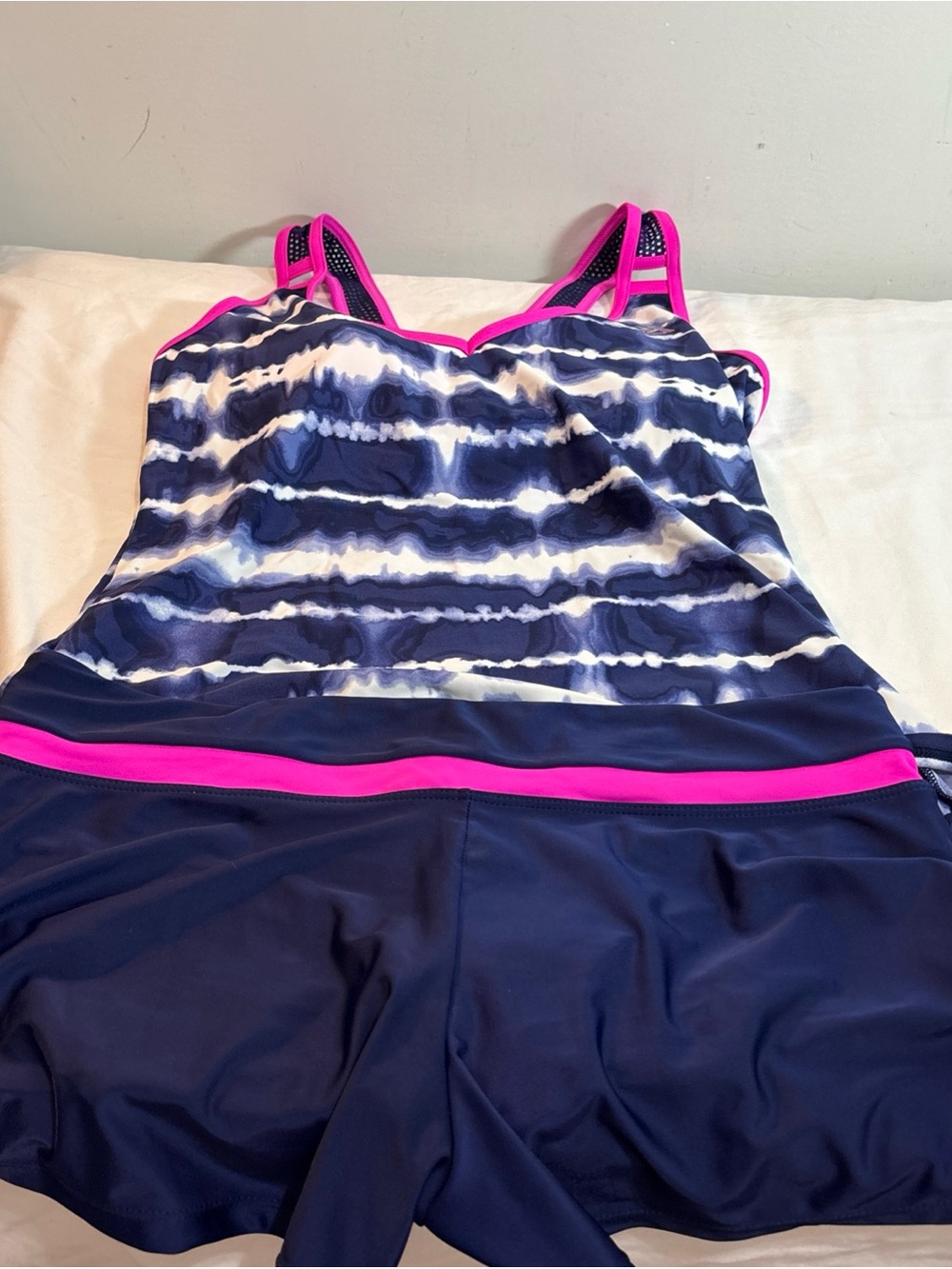 Zero X Posur Women’s Navy & Hot Pink Tie-Dye 2Piece  Swimsuit.  0223